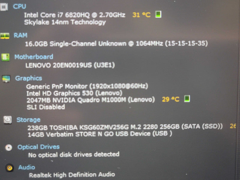 Lenovo ThinkPad P50 i7-6820HQ 16GB DDR4 256GB M.2 SSD  β Lap200
