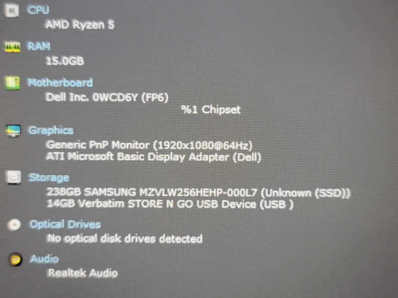Dell Inspiron 5515 Ryzen 5 5500U 16GB 256GB SSD  β Lap200