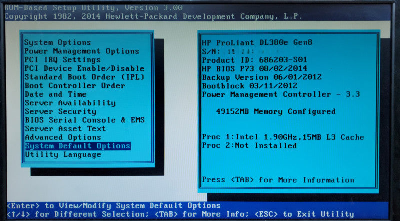 HP ProLiant DL380e Gen8 1x Xeon E5-2420 0 48GB DDR3 B320i - No HDD