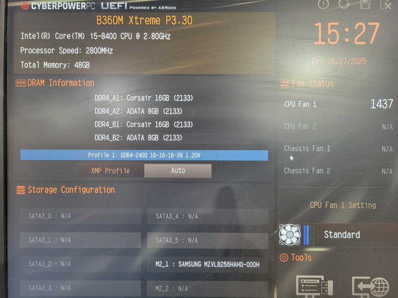 Custom PC Cyberpower B360M Xtreme Inter i5-8400 48GB ddr4 RAM 256GB NVMe !