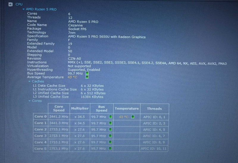 Lenovo ThinkPad L15 AMD Ryzen 5 PRO5650U 16GB RAM 256GB SSD  Lap200