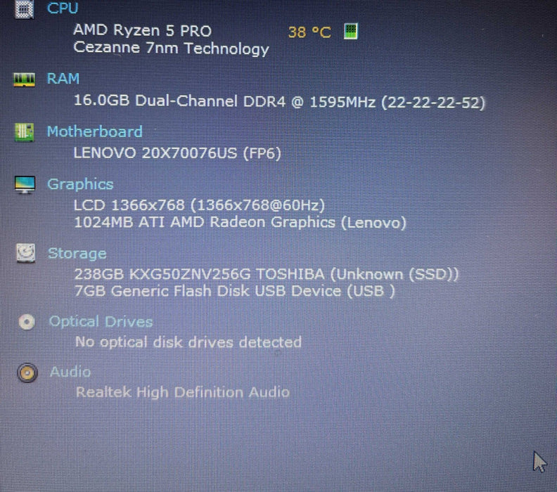 Lenovo ThinkPad L15 AMD Ryzen 5 PRO5650U 16GB RAM 256GB SSD  Lap200