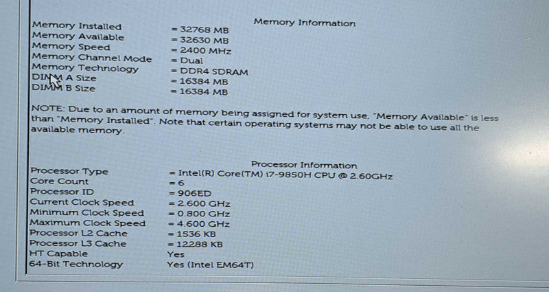 Dell Latitude 5501 i7-9850H CPU|32GB DDR4 RAM|512GB NVMe  Lap200