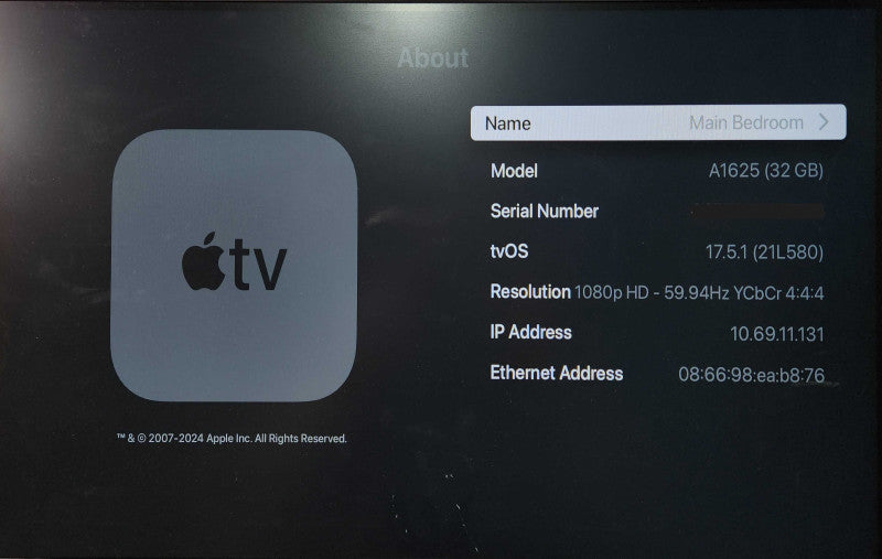Apple TV HD 4th Gen 32GB Digital HD Media Streamer A1625, No Remote