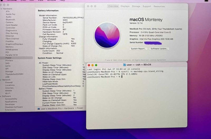Apple MacBook Pro 13" 2019 Touch Bar i5-8279U@2.4GHz 16GB RAM 256SSD READ