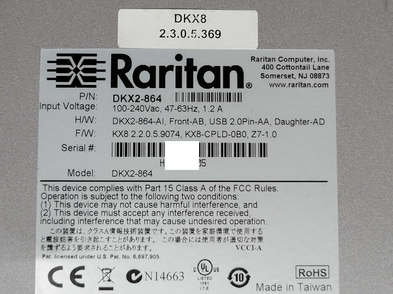 Raritan Dominion KX2-864 64 Port 8 Remote Users KVM Switch, 2x PSU _