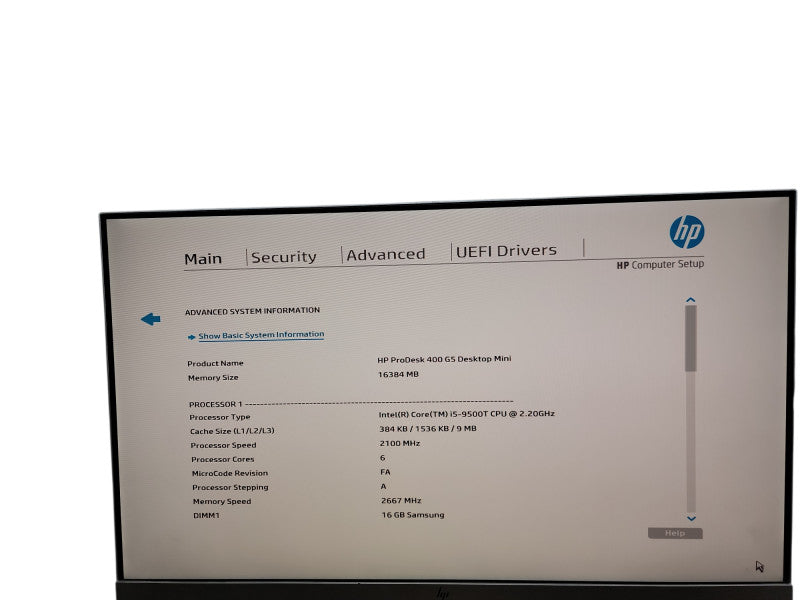 HP ProDesk 400 G5 Mini  i5 - 9500T @  2.20GHz 16GB DDR4 Ram Qθ