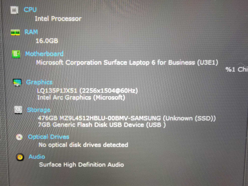MS Surface Laptop 6 for Business 2033 13" | Ultra 7 165H 16GB RAM 512GB SSD - READ Lap200