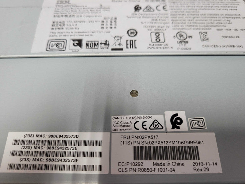 IBM Storwize V5000E 24x 2.5" w/ 2x 02PX517 Storwize V5030E Node Canister  _