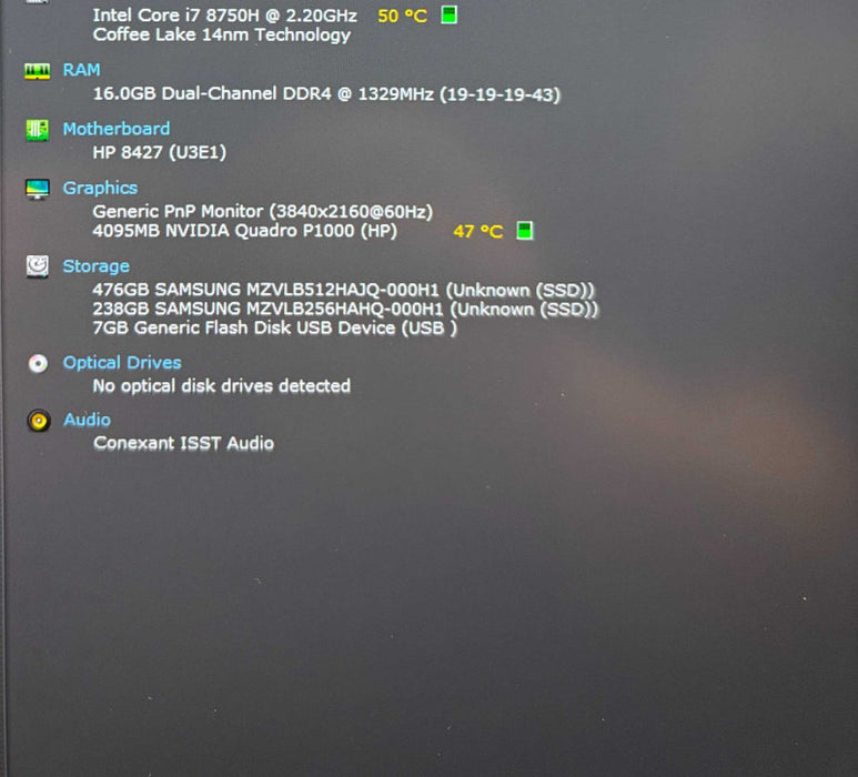 HP ZBook Studio G5 4K LCD i7-8750H QUADRO P1000 4GB GPU 16GB RAM 256GB SSD  Lap200