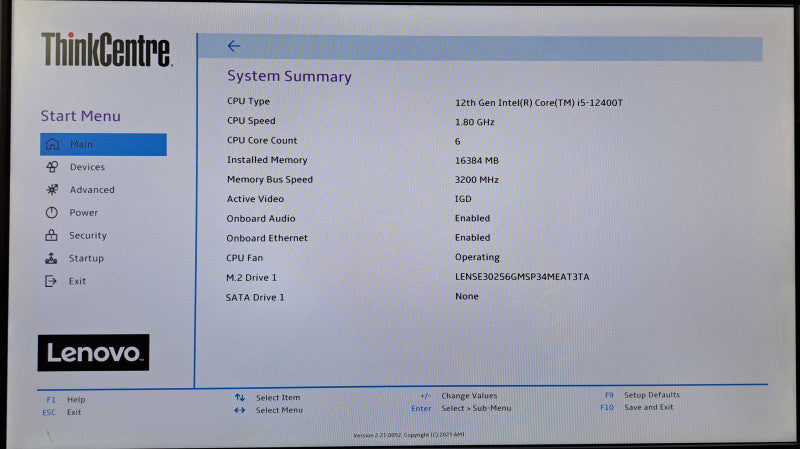 Lenovo ThinkCentre M70q Gen 3 | i5-12400T @1.8GHz, 16GB DDR4, 256GB NVMe