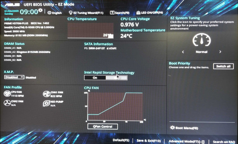 Custom Tower with H370-M Intel i5-9500 CPU 3.00GHz 8GB RAM - NO HDD / OS