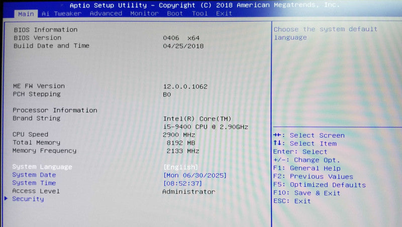 Custom Tower with ASUS B360-C Intel i5-9400 CPU 2.90GHz 8GB RAM - NO HDD/OS