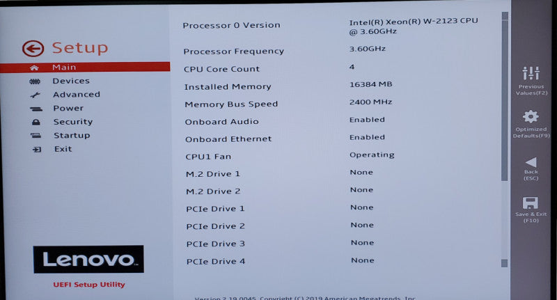 Lenovo ThinkStation P520 Xeon W-2123@3.60 GHz 16GB 256GB M.2 QUADRO K2200
