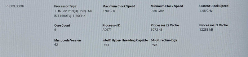Intel Core i5-11500T 1.50GHz 12MB 6-Core Socket FCLGA1200 Processor CPU