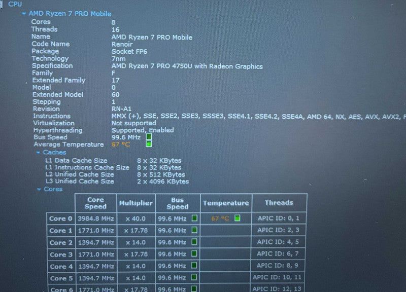Lenovo ThinkPad P14s Ryzen 7 PRO 4750U Radeon Pro GPU 16GB RAM 256SSD READ!  Lap200