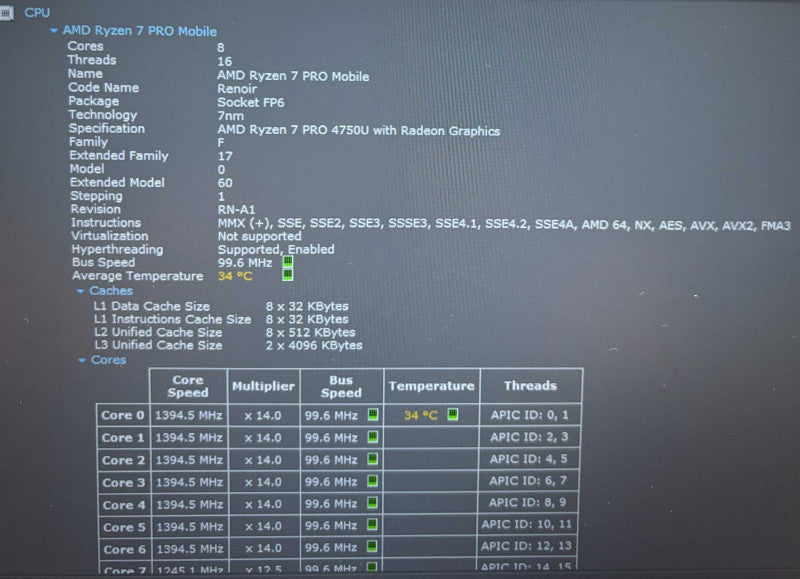 Lenovo ThinkPad P14s Ryzen 7 PRO 4750U Radeon Pro GPU 16GB RAM 256GB SSD  Lap200