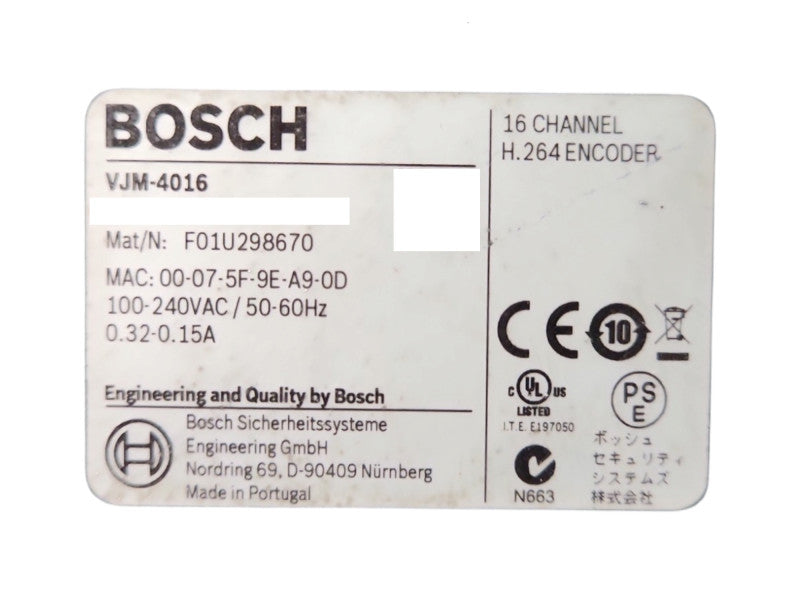 Bosch VIDEOJET Multi 4000 Video Encoder 16 CHANNEL , VJM-4016