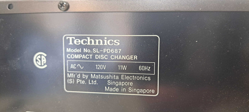 199 Technics SL-PD687 5-Disc Carousel CD Player Compact Disc Changer