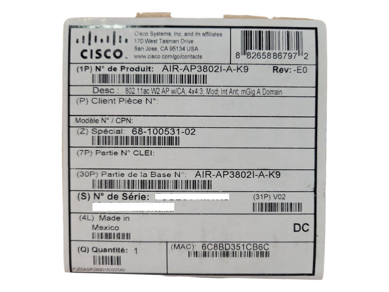 *NEW SEALED* Cisco Aironet 3800 Series Wi-Fi Access Point, AIR-AP3802I-A-K9