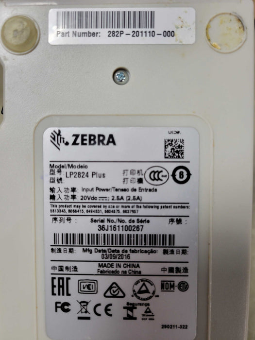 Zebra LP 2824 Plus Thermal Label Printer with Power Adapter _