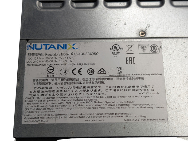 Supermicro CSE-217 Nutanix NXS2U4NS24G600 8x Xeon 4114 128GB RAM -