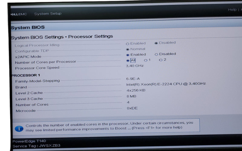 DELL PowerEdge T140 Server Intel Xeon E3-2224G@3.4GHz 8GB RAM NO-HDD/SSD