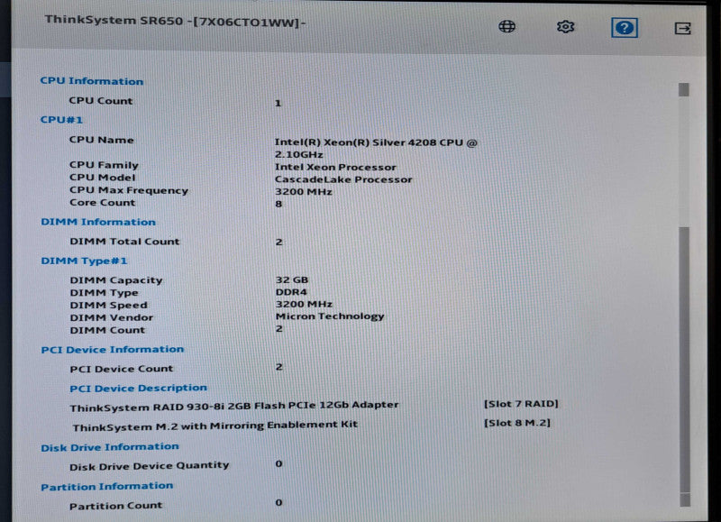 Lenovo SR650 2U 8x 3.5" | Xeon Silver 4208 @2.10GHz, 64GB DDR4, 930-8i RAID