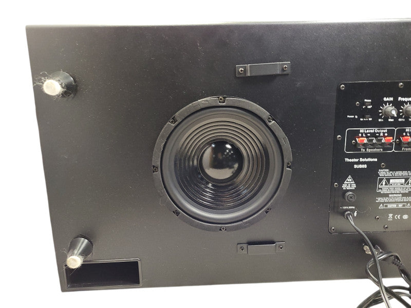 Theater Solutions SUB8S Home Theater Powered 8" Slim Subwoofer Mountable Sub $