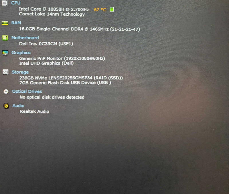 Dell Latitude 5511 Core i7-10850H@2.7GHz 16GB RAM 256GB SSD READ!  Lap200