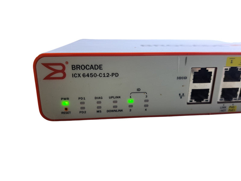Brocade ICX 6450-C12-PD | 12-Port Gigabit, 4x PoE+ Compact Fanless Switch