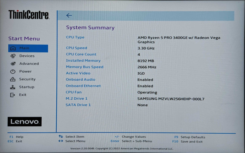 Lenovo ThinkCentre M75q-1, Ryzen 5 3400GE, 8GB DDR4, 256GB NVMe, 65W PSU