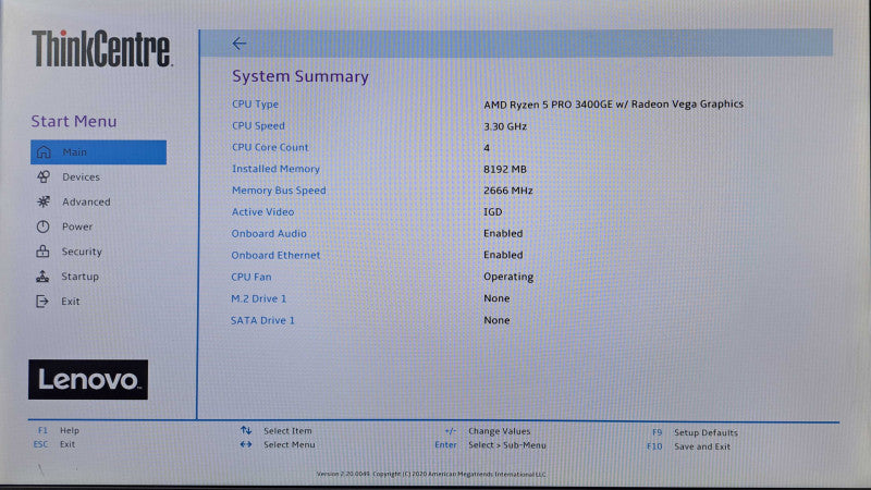 Lenovo ThinkCentre M75q-1 | Ryzen 5 PRO 3400GE @3.30GHz, 8GB DDR4, No HDD