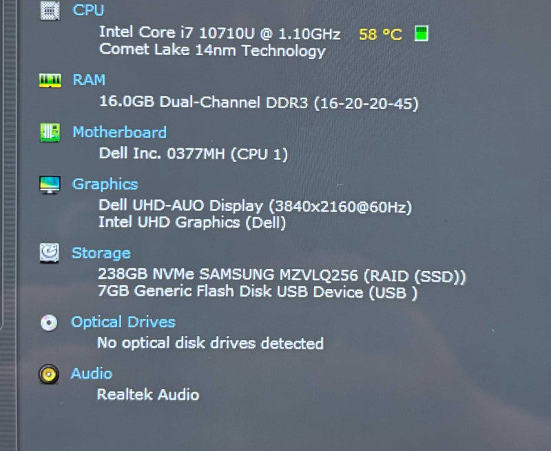 Dell XPS 13 7390 4K TOUCH i7-10710U@1.1GHz 16GB RAM 256GB SSD READ!  Lap200