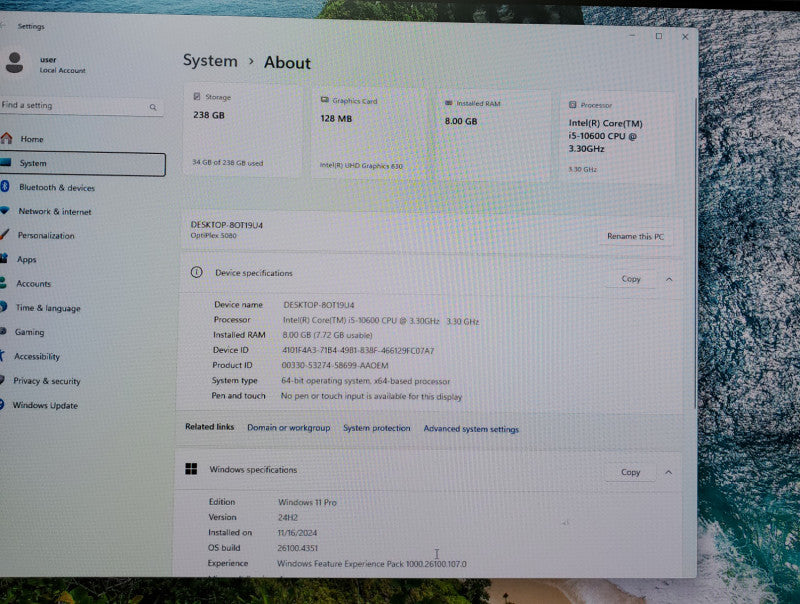 Dell OptiPlex 5080 SFF i5-10500@3.1GHz 8GB 256GB SSD Win11 Pro