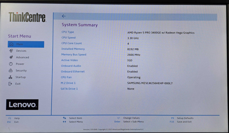 Lenovo ThinkCentre M75q-1 Ryzen 5 PRO 3400GE @3.30GHz, 8GB DDR4, 256GB NVMe