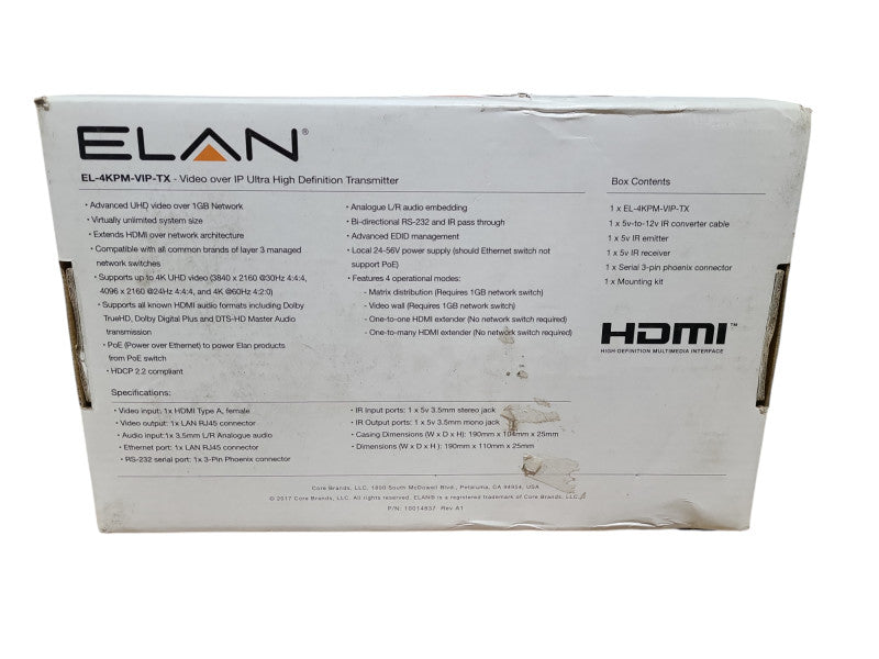 ELAN EL-4KPM-VIP-TX Video over IP Ultra High Definition Transmitter Q