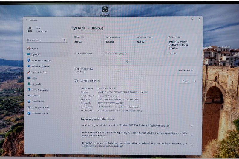 Lenovo ThinkCentre M70q Intel Core i5-10400T@2.0GHz 16GB 256GB SSD WIN 11