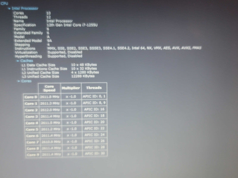 HP Laptop 15-dy5027 i7-1255U 16GB RAM 256GB SSD READ  β Lap200