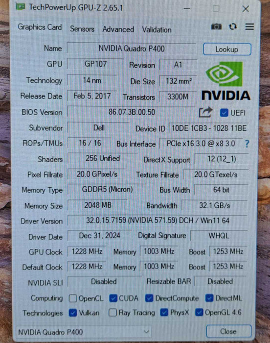 NVIDIA Quadro P400 2GB GDDR5 Graphics Card | 3x MiniDP FH Bracket Q