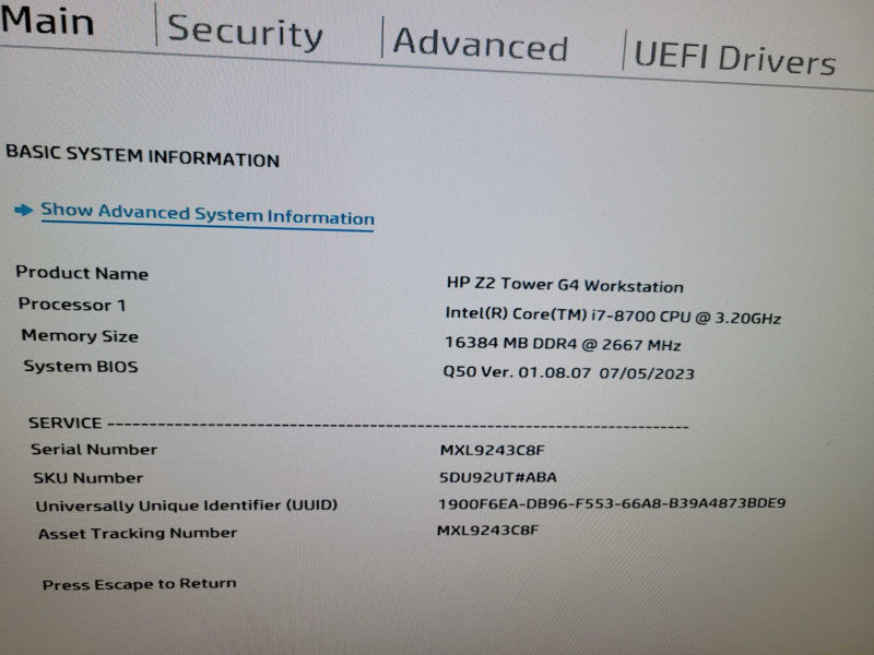 HP Z2 G4 - Core i7-8700 16GB DDR4 512GB NVMe Quadro 600 500W PSU %
