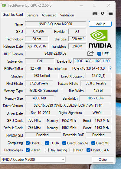 Nvidia Quadro M2000 4GB GDDR5 - Graphics Card 4x DP