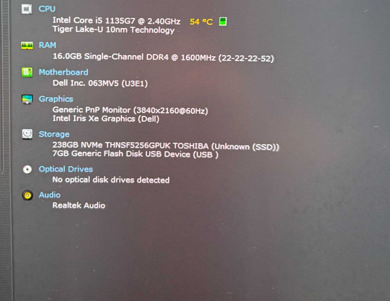 Dell Latitude 5520 Core i5-1135G7@2.4GHz 16GB RAM 256GB SSD READ  Lap200