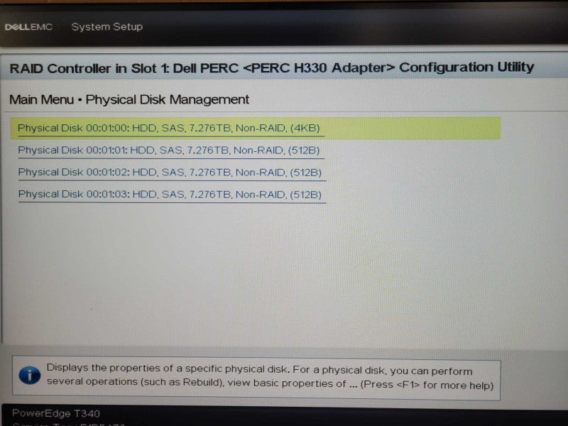 Dell PowerEdge T340 Xeon E-2174G 3.80Ghz 32GB H330 2x PSU, 4x 8TB SAS _