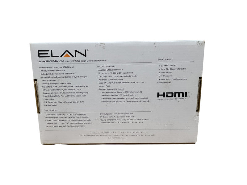 ELAN EL-4KPM-VIP-RX Video over IP High Definition Receiver Q