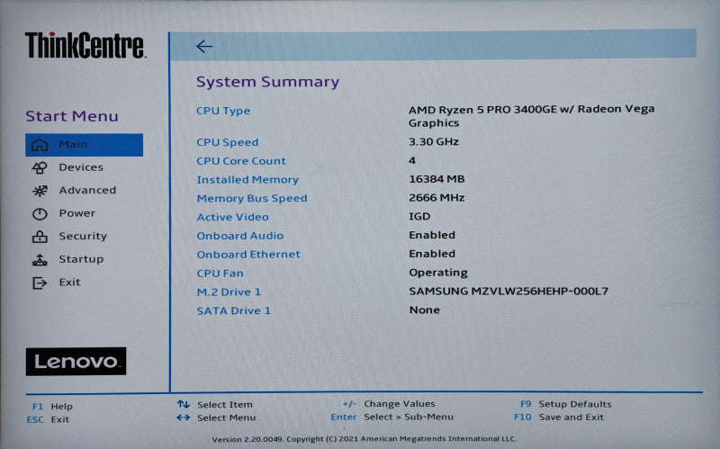 Lenovo ThinkCentre M75q-1, Ryzen 5 3400GE, 16GB DDR4, 256GB NVMe, 65W PSU