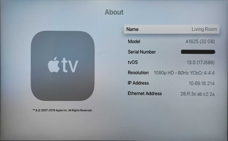 Apple TV HD 4th Gen 32GB Digital HD Media Streamer A1625 w/ Remote