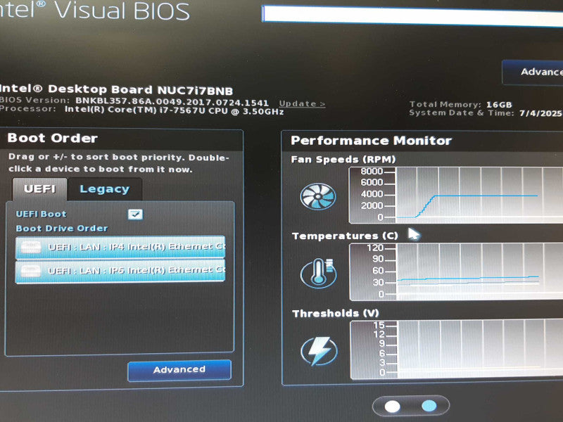 Intel Desktop Board NUC7i7BNB Core i7-7567U 3.50 GHz  16GB DDR4 RAM, NO HDD