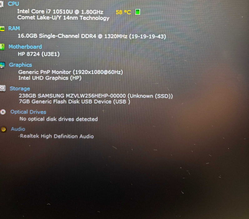 HP EliteBook 850 G7 Core i7-10510U@1.8GHz 16GB RAM 256GB SSD  Lap200
