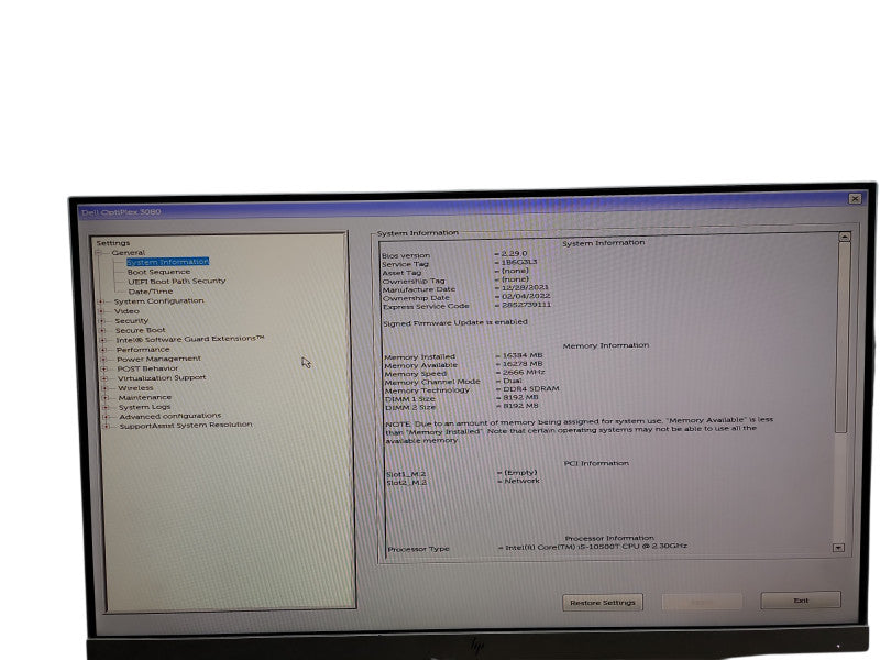 Dell OptiPlex 3080 Micro i5 - 10500T @ 2.30GHz 16GB DDR4 Ram  Qθ